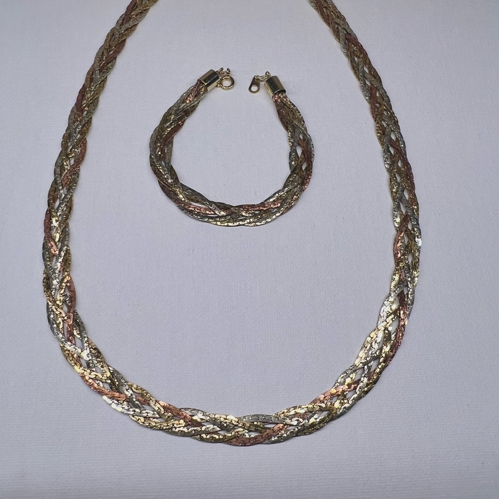 90s Braided Necklace and Bracelet Set